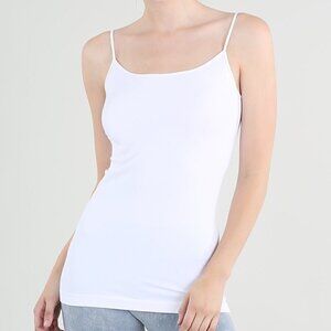 Nikibiki Seamless Nylon Stretch Square-Back Camisole Tank Top – White, One Size